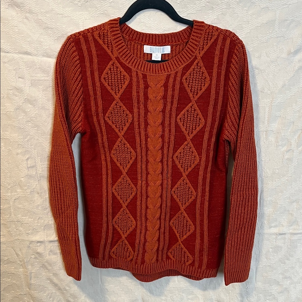 Bunulu Rust Cable Knit Sweater, Size S